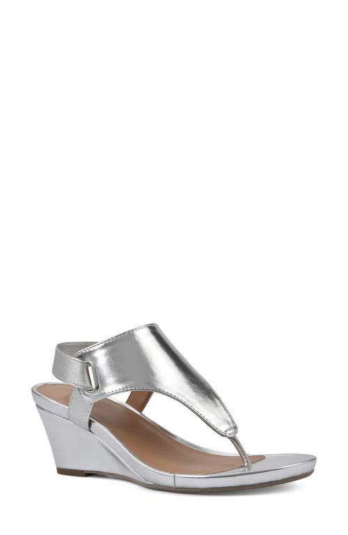 Shop White Mountain Footwear All Dres Wedge Sandal In Silver/smooth