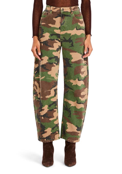 Shop Ser.o.ya Marbel Mid Rise Barrel Jean In Camo Canvas