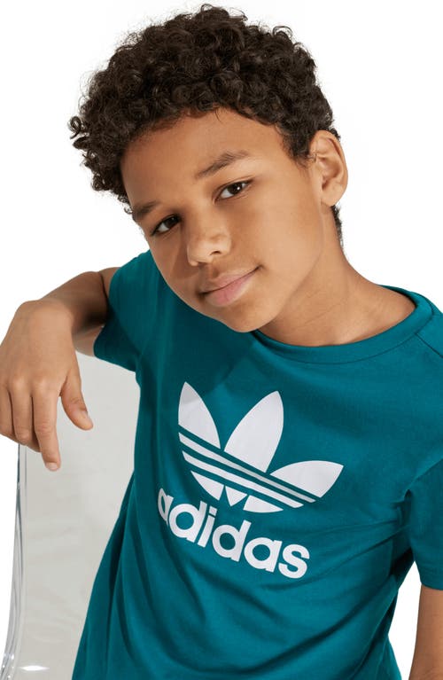 Shop Adidas Originals Adidas Kid's Trefoil Cotton Graphic T-shirt In Legacy Teal