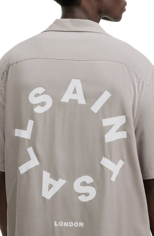 Shop Allsaints Tierra Logo Camp Shirt In Radio Grey