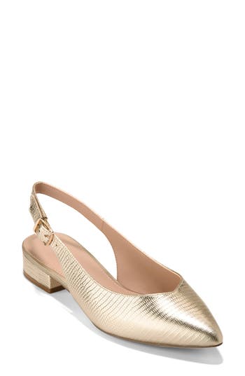 Cole Haan Mazie Slingback Flat In Gold Lizard
