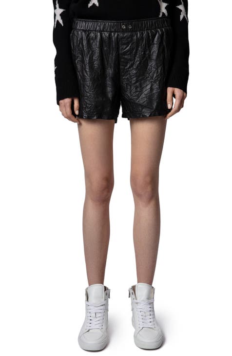 Pax Crinkled Leather Shorts