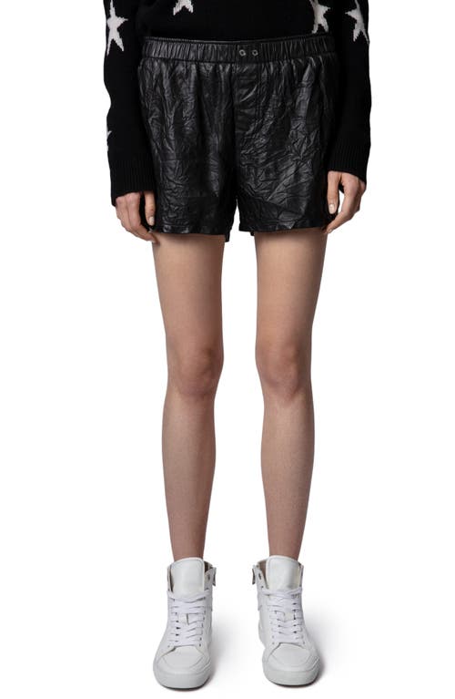 Zadig & Voltaire Pax Crinkled Leather Shorts Noir at Nordstrom, Us