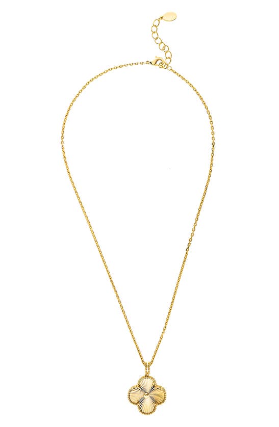 Rivka Friedman Satin Finish Large Clover Pendant Necklace In 18k Gold Clad