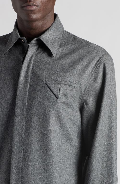 Bottega Veneta Regular Fit Lightweight Wool Flannel Button-up Shirt In Grey Melange