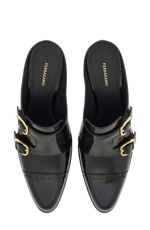 Shop Ferragamo Anette Buckle Mule In Nero Nero Nero