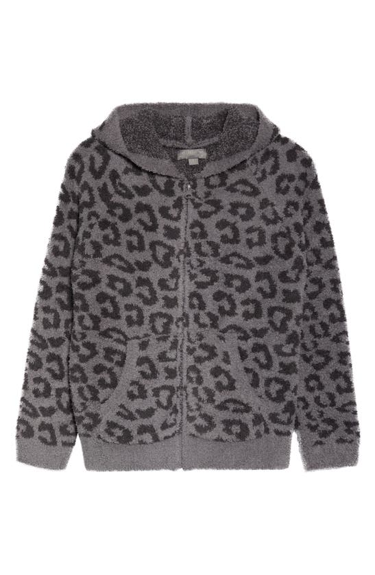 Shop Barefoot Dreams Cozychic™ Cheetah Print Zip Hoodie In Graphite/ Carbon