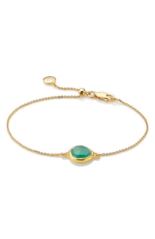 Monica Vinader Siren Fine Chain Green Onyx Bracelet In Green Onyx/yellow Gold