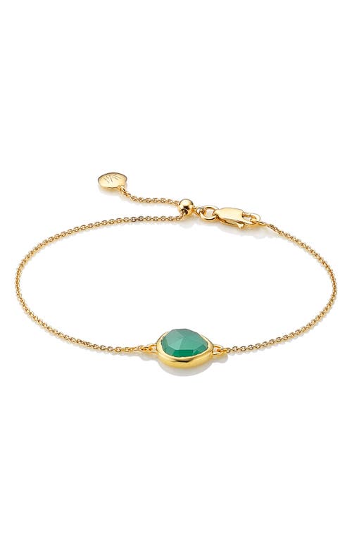 Shop Monica Vinader Mini Siren Fine Chain Bracelet In Green Onyx/yellow Gold