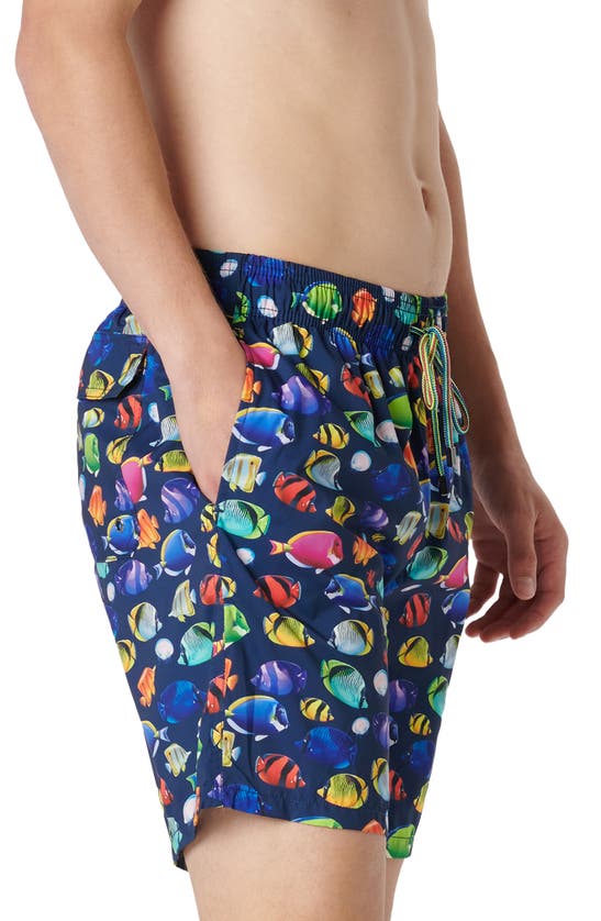 Shop Bugatchi Cosmo Swim Trunks In Navy