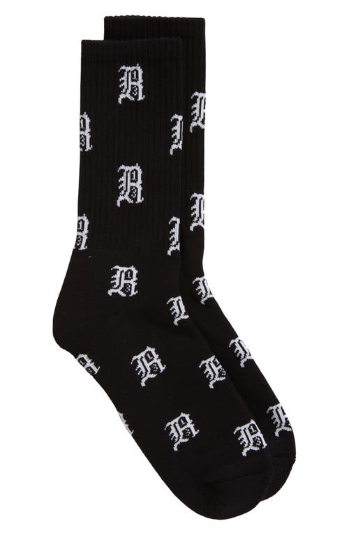 R13 Gothic Logo Crew Socks in Black W/R13 Logo