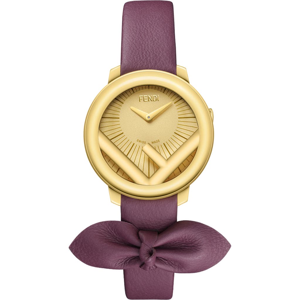 Fendi Kim Jones Capsule 28mm Stainless Steel & Leather Starp Watch In Yellow Gold