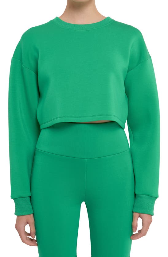 Grey Lab Lounge Wear Crop Crewneck Sweatshirt In Green