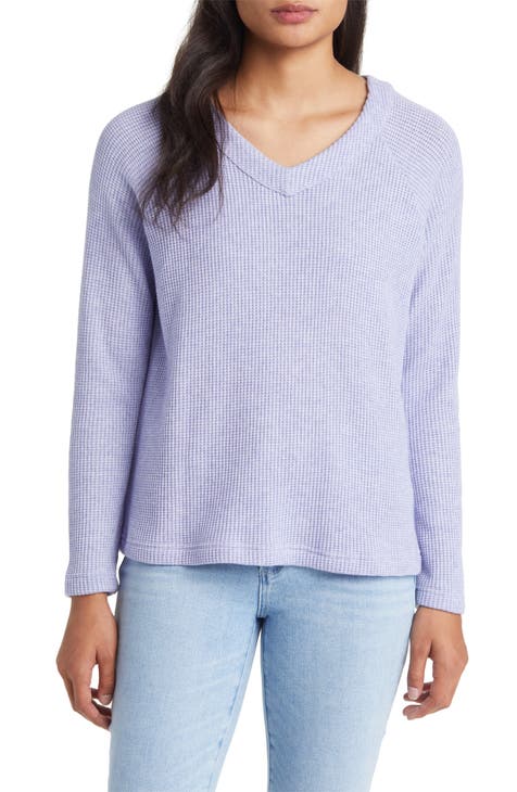 Scoop Hem Cashmere Sweater with Heart Elbow Patches - Light Grey/Lavender