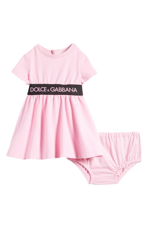 Dolce & Gabbana Logo Band Knit Dress in Pink