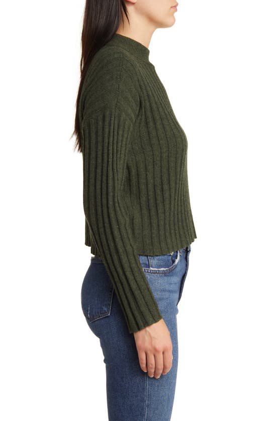 Madewell Mock Neck Crop Sweater In Heather Dark Forest