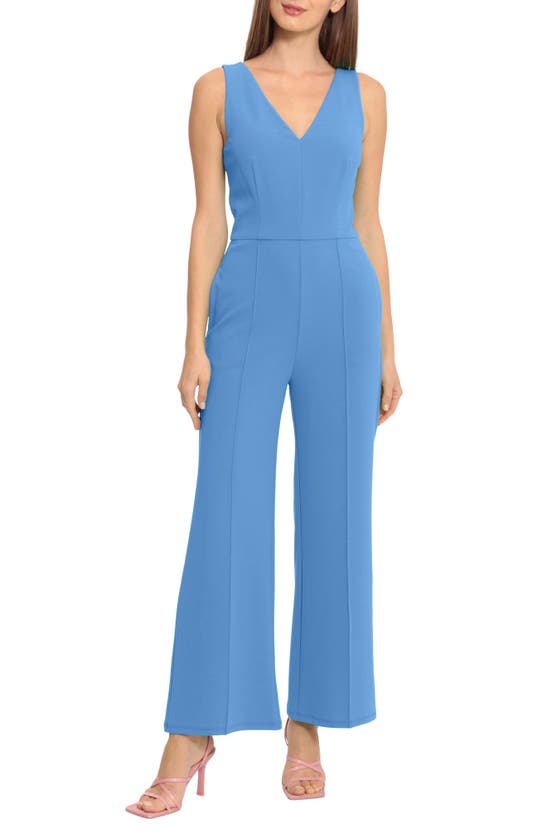 Maggy London Princess Seam Jumpsuit In Blue Bonnet