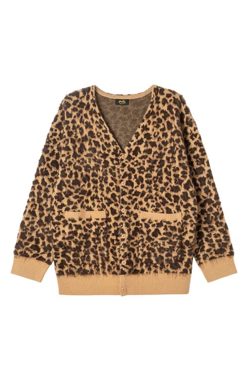 Shop Stan Ray Oversize Fuzzy Leopard Camo Cardigan In Leopard Camo Mohair