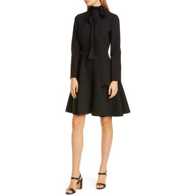 Valentino Tie Neck Long Sleeve Minidress, 8 IT - Black