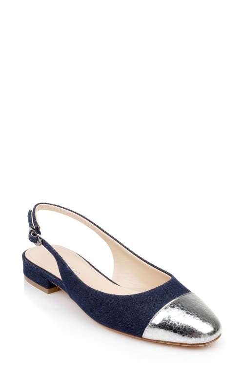 Shop Dee Ocleppo Mumbai Slingback Cap Toe Flat In Blue/silver