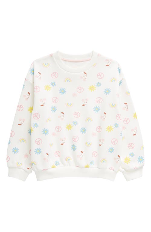 Tucker + Tate Kids' Cozy Sweatshirt In White Snow Peace Flowers