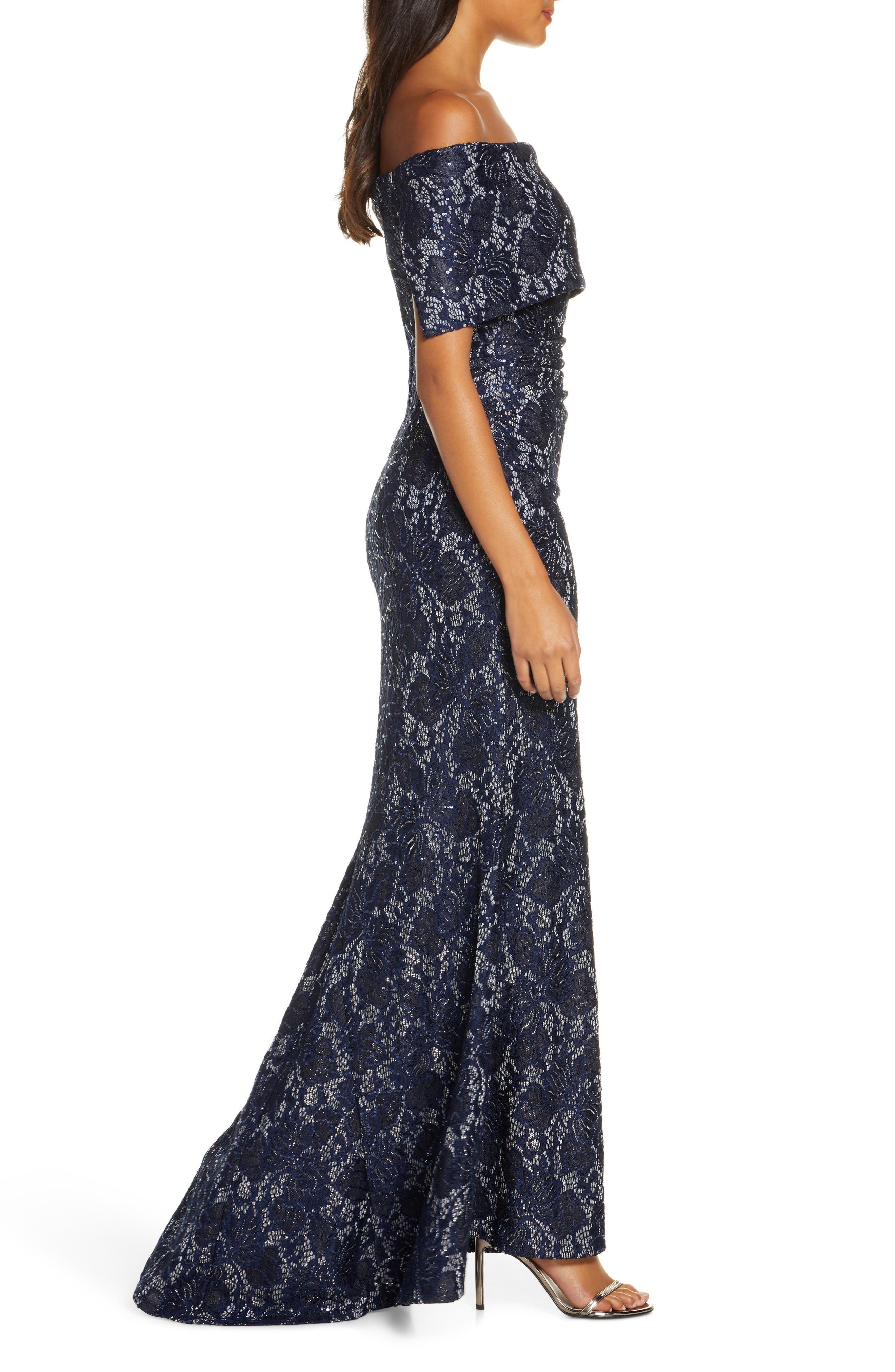 vince camuto sequin lace evening dress