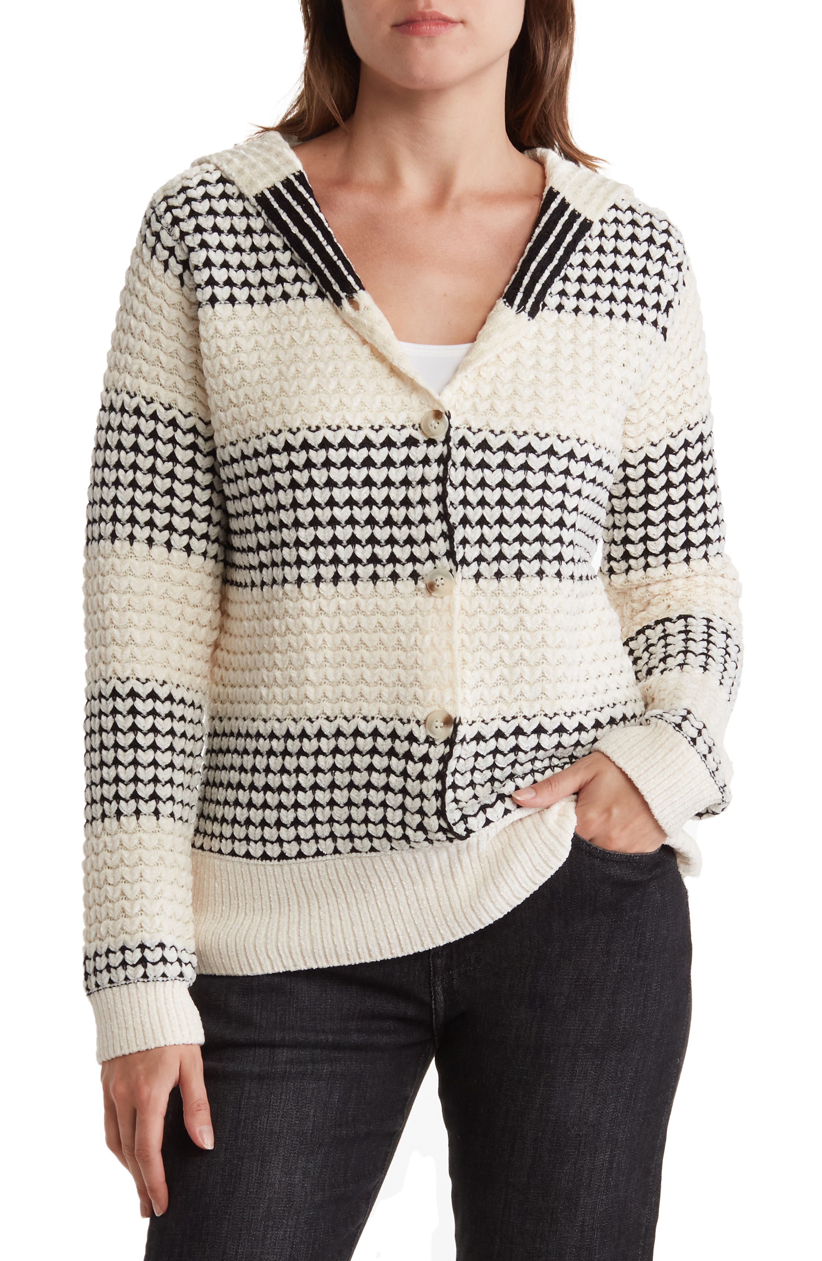 RAIN AND ROSE Striped Chenille Button 