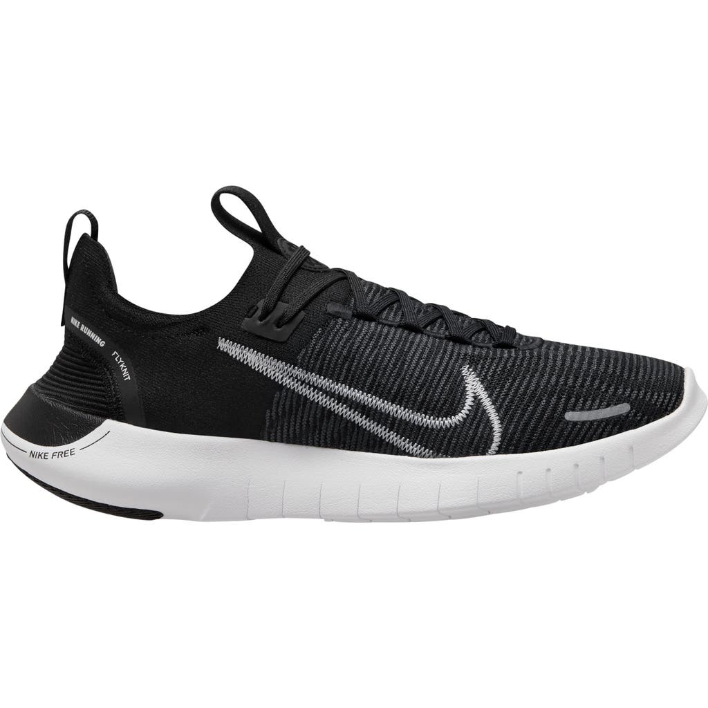 Nike Free Run Flyknit Next Nature Running Shoe In Black/white/anthracite