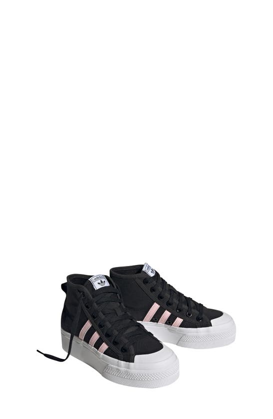 Adidas Originals Adidas Girls' Big Kids' Originals Nizza Platform Mid Casual Shoes In Black/clear Pink/white