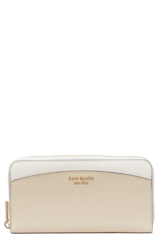 Shop Kate Spade Zac Leather Wallet In Beige