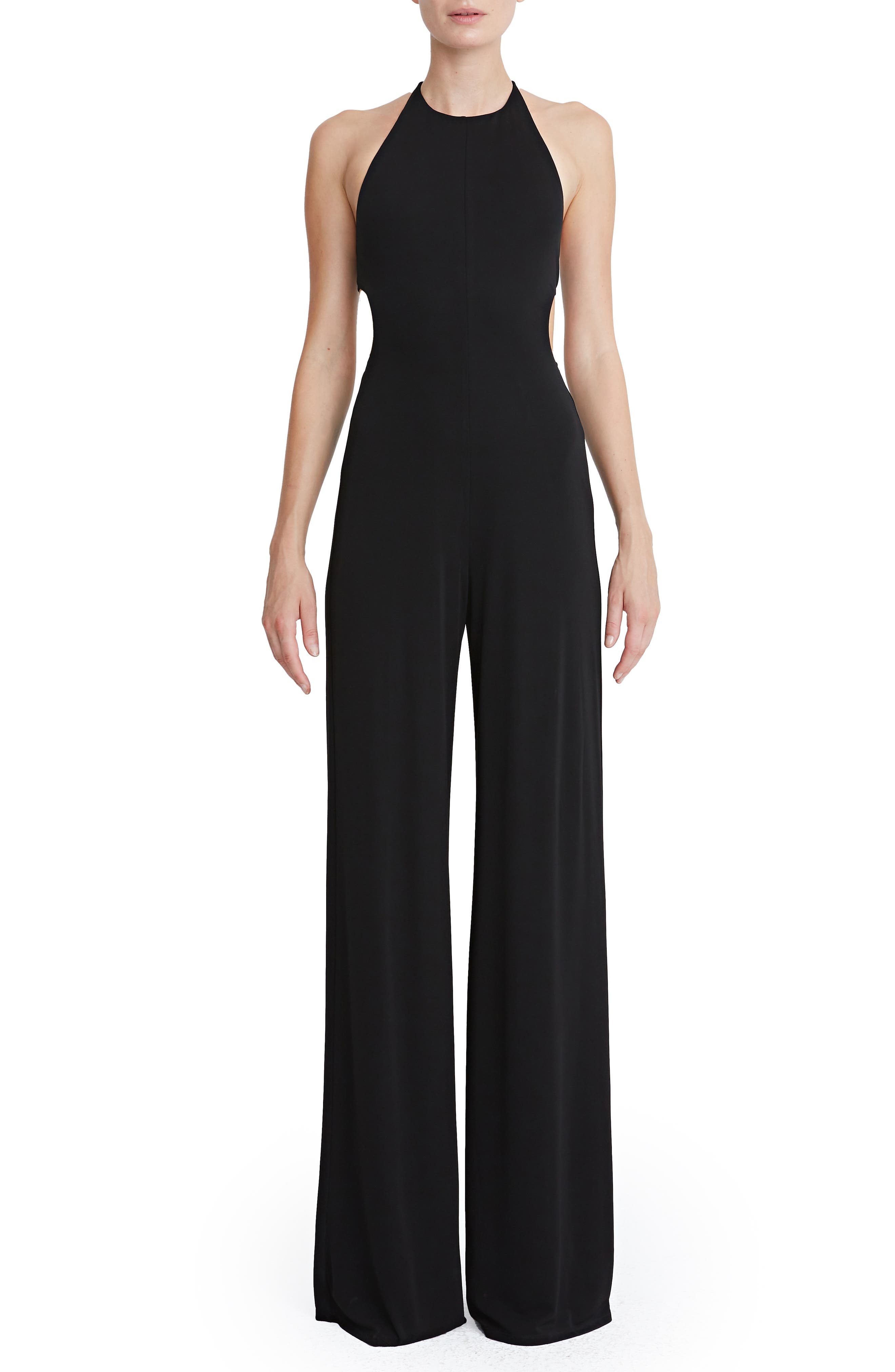 HALSTON Alexis Cutout Halter Jumpsuit 