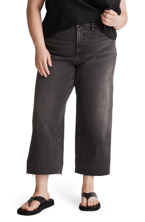 Madewell The Perfect Raw Hem Crop Wide Leg Jeans in Benley Wash