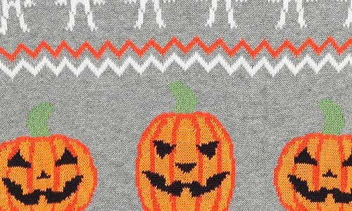 Shop Andy & Evan Kids' Halloween Fair Isle Cotton Blend Sweater In Grey Halloween