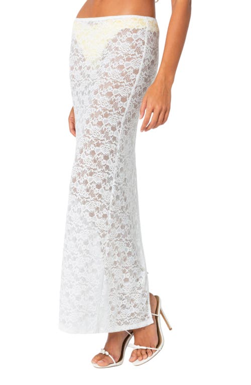 Edikted Oceana Sheer Lace Cover-up Maxi Skirt In White