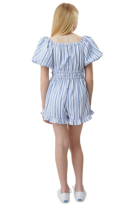 Shop Habitual Kids Kids' Stripe Puff Sleeve Romper In Blue