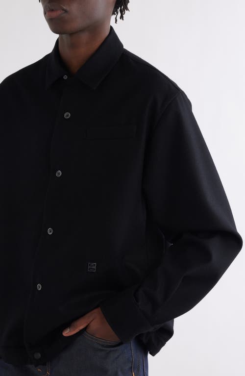 Shop Givenchy 4g Logo Wool Overshirt In Black