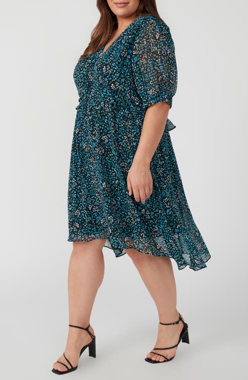 Shop Estelle Diane Ruffle Floral Dress In Blue/turquoise