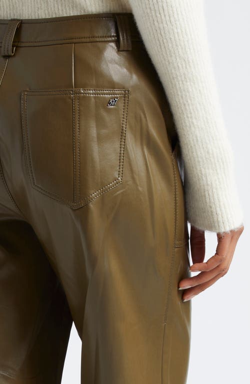 Shop Cinq À Sept Benji Faux Leather Crop Pants In Dark Olive