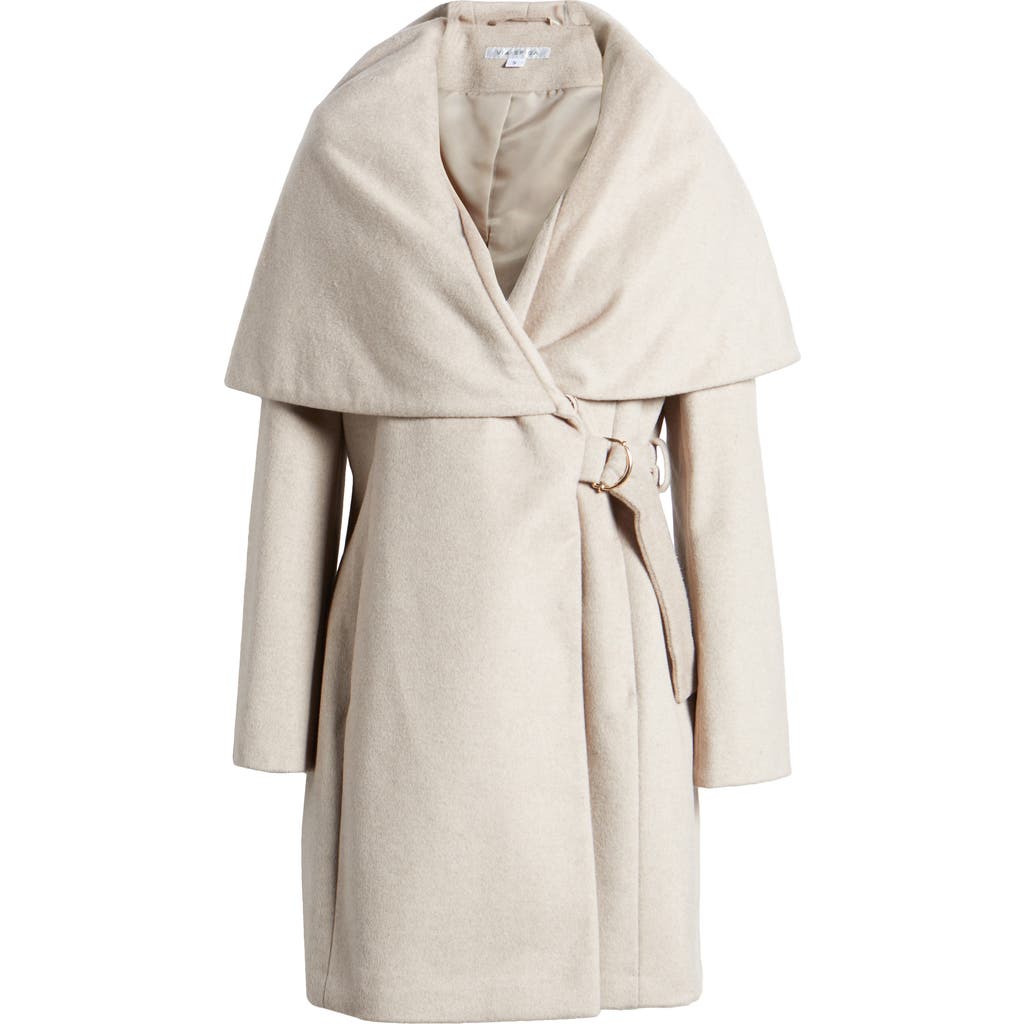 Via Spiga Hooded Wool Blend Belted Coat In Bone