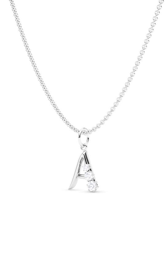 Hautecarat Graduated Lab-created Diamond Initial Letter Pendant Necklace In A - 18k White Gold