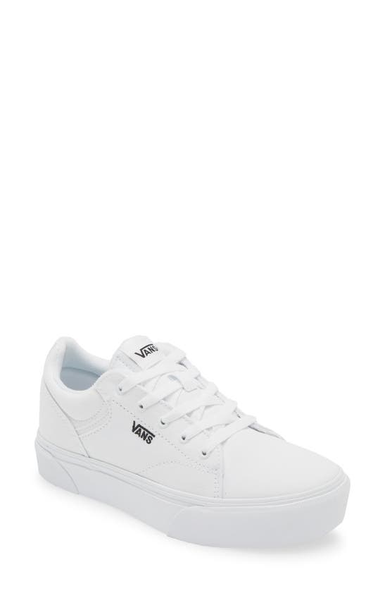 Vans Kids' Z Seldan Platform Sneaker In Canvas White/ Black