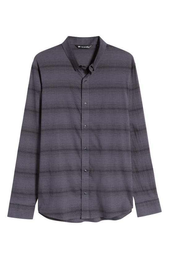 Travismathew Zeke Stretch Stripe Button-up Shirt In Black