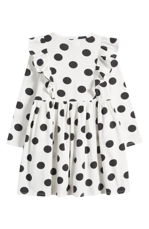 Shop Tucker + Tate Kids' Ruffle Long Sleeve Fit & Flare Dress In Ivory Egret- Black Layla Dot