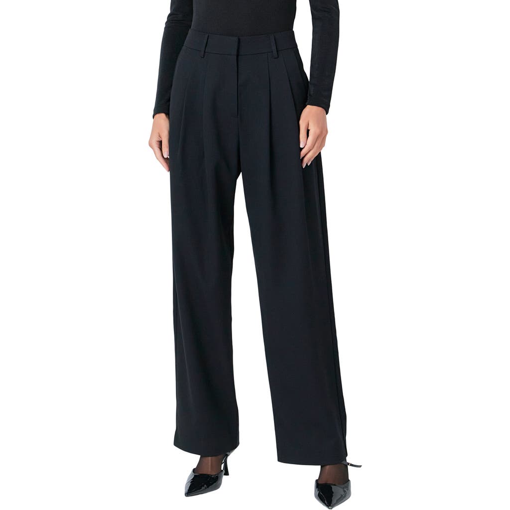 Grey Lab Pleated Wide Leg Pants in Black