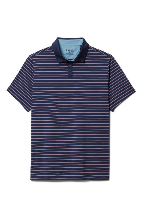 Shop Rhone Performance Golf Polo In Navy/hydrangea Micro Stripe