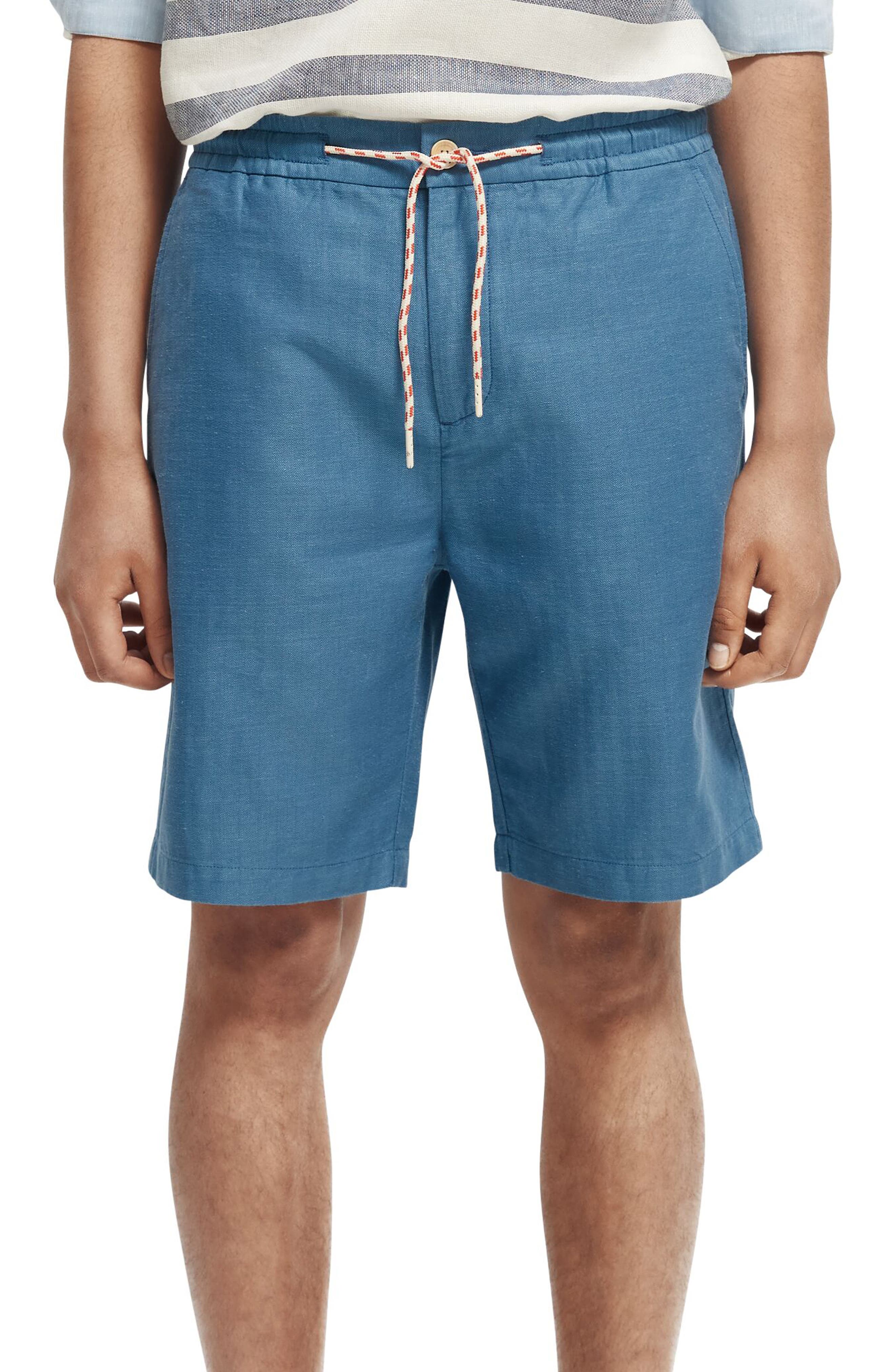 Mens Clothing Shorts Casual shorts Scotch & Soda Fave Linen-blend Beach Short in Blue for Men 