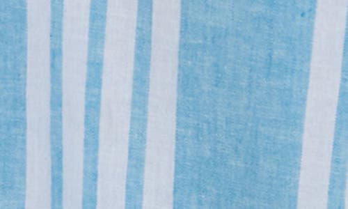Original Penguin Stripe Linen & Cotton Camp Shirt In Blue Moon