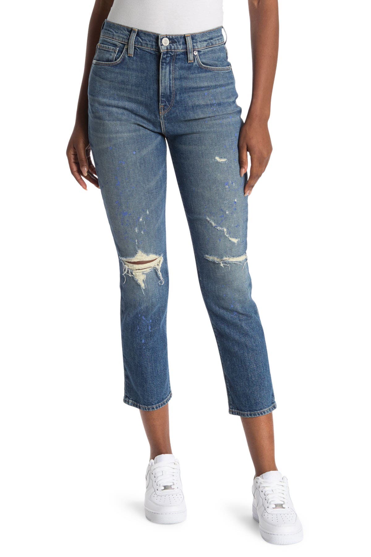 Hudson Holly High Rise Crop Straight Jeans In Medium Blue1