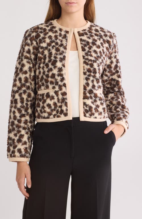 Shop Endless Rose Leopard Faux Shearling Jacket In Ivory Multi
