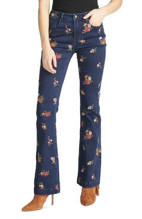 Wyatt Floral Embroidered Bootcut Jeans